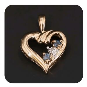 Gold Vermeil 925 Sterling Silver ROSS SIMONS Diamond Blue Sapphire Heart Pendant